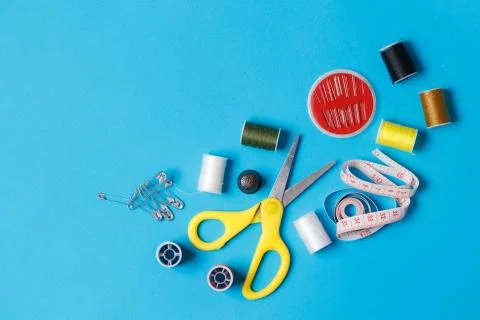 Tailoring Accessory Flatlay on Neutral Background Stock Photos