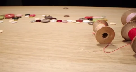 Tailoring and sewing workshop concept, Threads, tape measure Stock-Footage 168249536