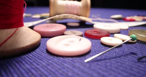 Tailoring and sewing workshop concept, Threads, tape measure. Stock Footage 168250397