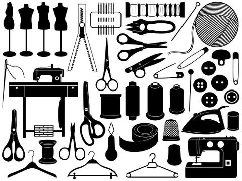 Tailoring equipment set Stock Illustration