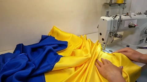 Tailoring Of The Flag Of Ukraine Stock Footage 195806353