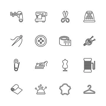 Tailoring - Flat Vector Icons Stock Illustration