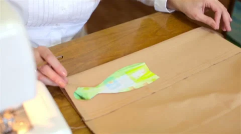 Tailoring .Hands notch tailor tailor's scissors cloth. Stock Footage 59938573