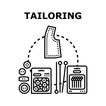 Tailoring hobby and professional needlework concept Illustrazione stock