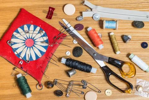 Tailoring items for repair. Stock Photos