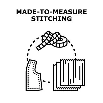 Tailoring process with custom made to measure stitching concept Stock Illustration