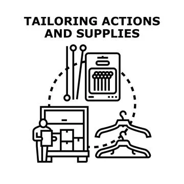 Tailoring process managing actions and supplies Stock Illustration