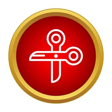 Tailoring scissors cutting tool line icon logo Stock Illustration