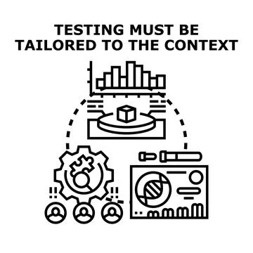 Tailoring testing process to specific contexts illustration Stock Illustration