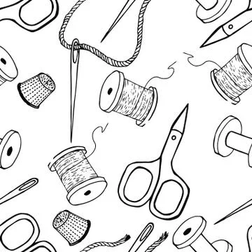 Tailoring vector. Seamless pattern background sewing. Illustrazione stock