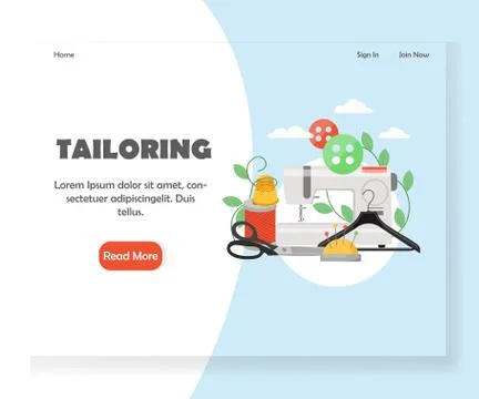 Tailoring vector website landing page design template Stock Illustration