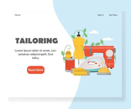 Tailoring vector website landing page design template Illustrazione stock