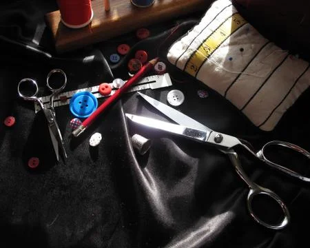 Tailor's Scissors and Basic Sewing Notions 写真素材