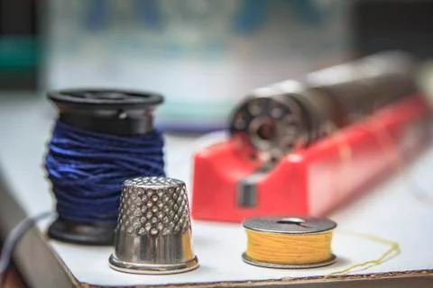 Tailor's tools and accessories Stock Photos