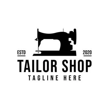 Tailor's vector logo design. Sewing machine icon. Textile emblem. Clothes lab Stock Illustration