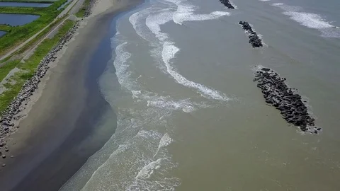 Tainan Aerial Drone Taijian National Park Guosheng lighthouse Bicycle trace Stock Footage