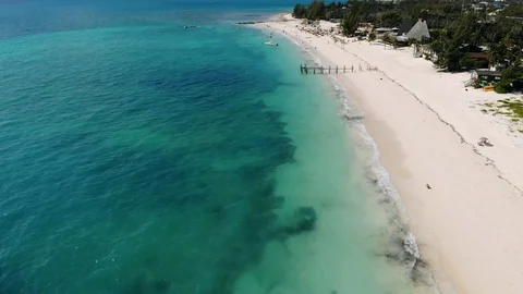 Taino Beach Park and Tropical Shoreline Aerial, Freeport, Grand Bahama Stock Footage 104446953