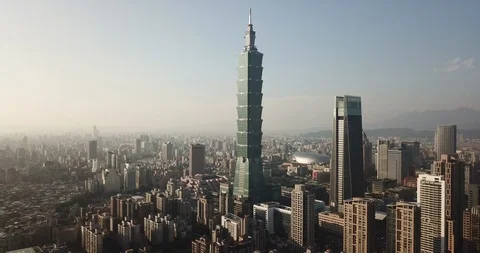 Taipei 101 - Aerial Drone Reverse Stock Footage 124903545