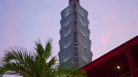 Taipei 101 at sunset time Stock Footage 246428559