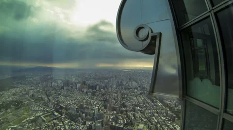 Taipei city cloudscape time lapse as seen from 101 tower Stock-Footage 34194769