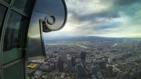 Taipei city cloudscape time lapse as seen from 101 tower Stock-Footage 34194894