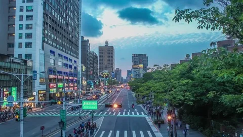 TAIPEI CITY, TAIWAN - MAY 17, 2017- Roosevelt Road Timelapse Stock Footage