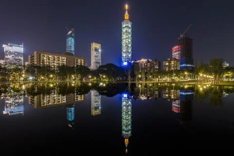 Taipei by night reflection Stock Photos
