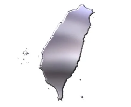 Taiwan 3D Silver Map Stock Illustration