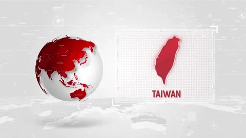 Taiwan 4K Tech Map Beside Globe On White Background. Stock Footage 340016027