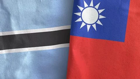 Taiwan and Botswana two flags textile cloth 3D rendering Stock Illustration
