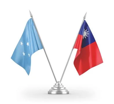 Taiwan and Micronesia table flags isolated on white 3D rendering Stock Illustration