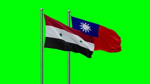 Taiwan and Syria two flags Stock Footage 294263109