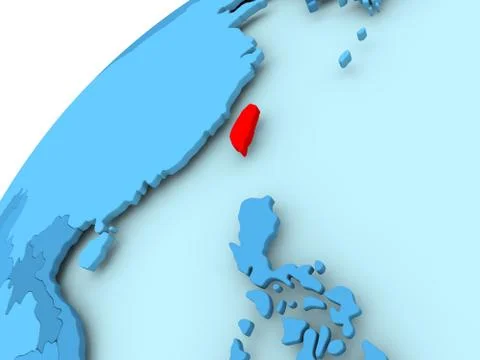 Taiwan on blue globe Stock Illustration