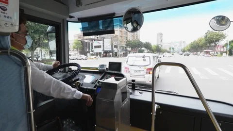 Taiwan Bus Driver driving through Linkou District  Video stock 107034969