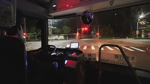 Taiwan Bus Driver driving through New Taipei city  Stock Footage 107039248