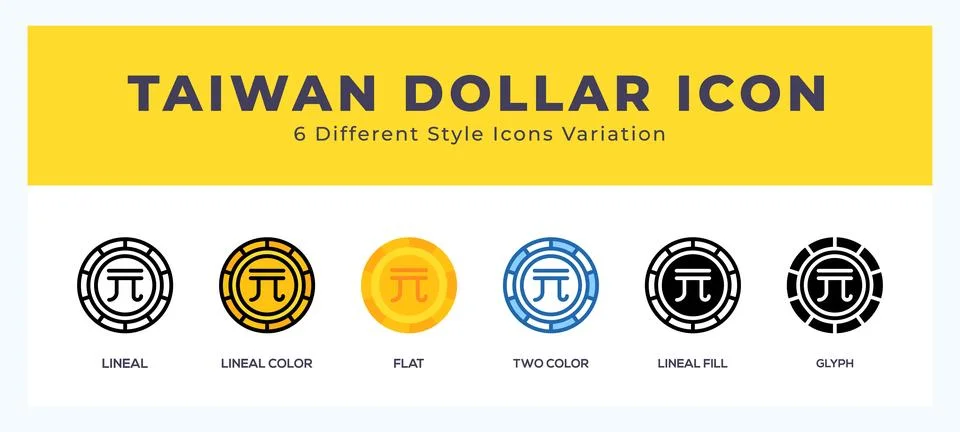 Taiwan dollar pack of icons. vector illustration. Stock Illustration