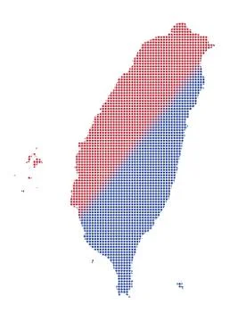 Taiwan Dot Map Red And Blue Stock Illustration