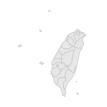 Taiwan editable vector political map EPS Stock Illustration