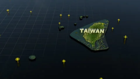 Taiwan With Extra Area 3D Map With Animation Stock Footage 311330702