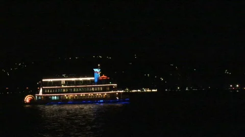 Taiwan ferry with colored lights  Stock Footage 265894