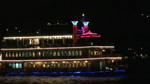 Taiwan ferry with colored lights  Stockbeeldmateriaal 265902