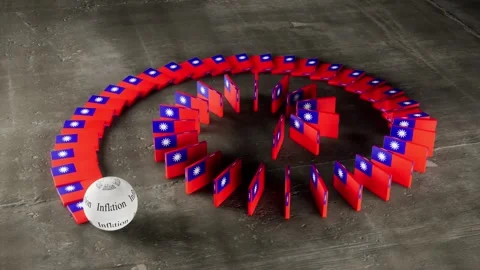 Taiwan Flag - Affected by Inflation Stock-Footage 321583097
