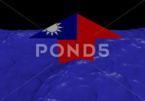 Taiwan flag arrow in abstract ocean illustration Stock Illustration