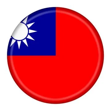 Taiwan flag button 3d illustration with clipping path Blue Sky White Sun Wholly Stock Illustration