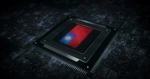 Taiwan flag on computer cpu Stock Footage 298606605