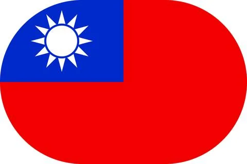 Taiwan flag in flat oval design Stock Illustration