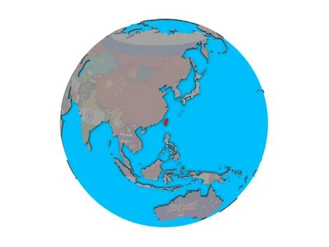 Taiwan with flag on globe isolated Stock Illustration