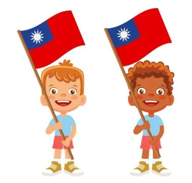 Taiwan flag in hand set Stock Illustration