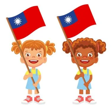 Taiwan flag in hand set Stock Illustration