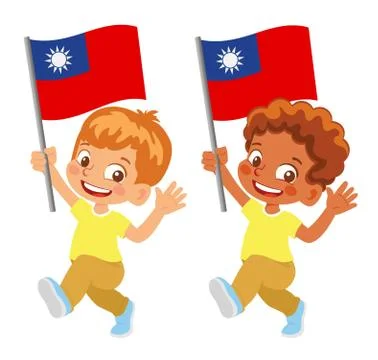 Taiwan flag in hand set Stock Illustration